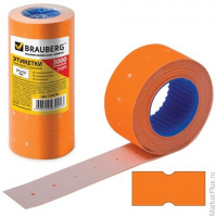 Этикет-лента 21х12 мм, прямоугольная, оранжевая, комплект 5 рулонов по 600 шт., BRAUBERG, 123570, комплект 5 шт