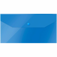 Папка-конверт на кнопке OfficeSpace, C6, 150мкм, полупрозрачная, синяя, 5 шт/в уп