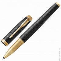 Ручка-роллер PARKER 'IM Premium Black GT', корпус черный, анодированный алюминий, позолоченные детали, 1931660, черная