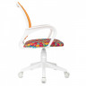 Кресло детское Helmi HL-K95 R (W695) 'Airy', спинка сетка оранжевая/сиденье ткань с рисунком алфавит, пиастра, пластик белый