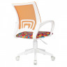 Кресло детское Helmi HL-K95 R (W695) 'Airy', спинка сетка оранжевая/сиденье ткань с рисунком алфавит, пиастра, пластик белый