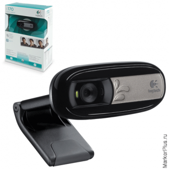 Веб-камера LOGITECH C170, 0,3 Мпикс., микрофон, USB 2.0, регулируемое крепление, черная