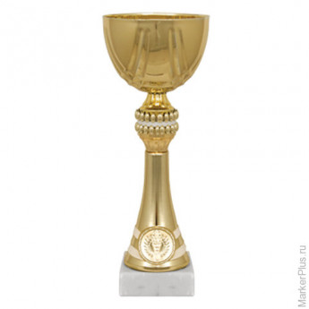Кубок металлический "Хьюго" (100х100х250 мм), основание мрамор, "золото", 8444-250-000
