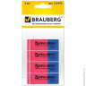 Резинки стирательные BRAUBERG 'Assistant 80', набор 4 шт., 41х14х8 мм, красно-синие, упаковка с подвесом, 222458, комплект 4 шт