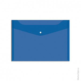 Пaпка-конверт на кнопке А4, 150мкм, синяя, 5 шт/в уп