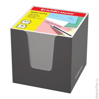Блок для записей ERICH KRAUSE в подставке картонной серой, куб, 9х9х9 см, белый, 37007