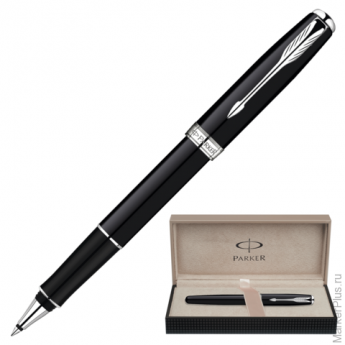 Ручка роллер PARKER Sonnet Black Lacquer СT корпус черный, латунь, лак, хромир. детали, S0808820,чер