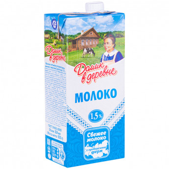 Молоко Домик в деревне ультрапастеризованное, 1,5%, 0,95л, картонная коробка