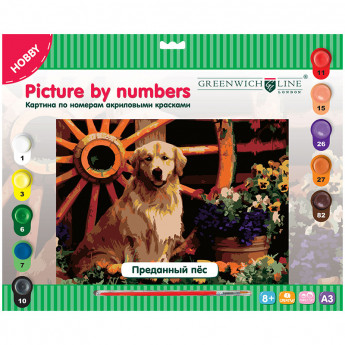 Картина по номерам Greenwich Line "Преданный пёс" A3, с акриловыми красками, картон, европодвес