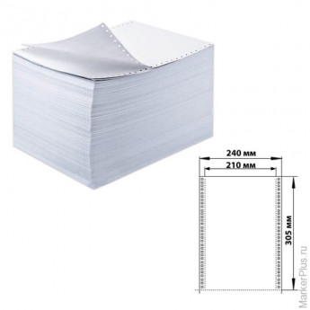 Бумага самокопирующая с перфорацией белая, 240х305 мм (12"), 5-и слойная, 350 комплектов, DRESCHER, 