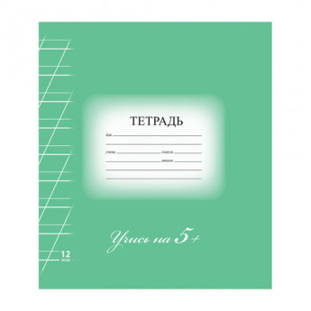 Тетрадь 12 листов, косая линия, '5-ка зелёная', обложка мелованный картон, блок офсет, BRAUBERG ЭКО, 104762
