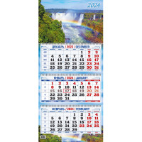 Календарь настен,2024,Водопад,3 спир,офс,310х680,КБ02-24