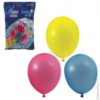 Шары воздушные 10' (25 см), комплект 100 шт., 12 пастельных цветов, в пакете, 1101-0003, комплект 100 шт