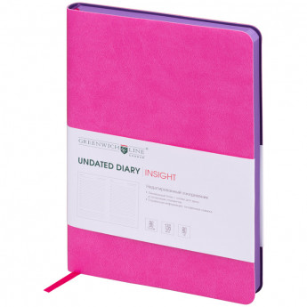 Ежедневник недатированный, B6, 136л., кожзам, GreenwichLine "Insight", розовый, фиолетовый срез