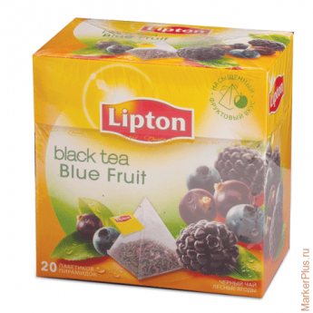 Чай LIPTON (Липтон) "Blue Fruit", черный с ежевикой, смородиной и черникой, 20 пирамидок по 2 г, 211