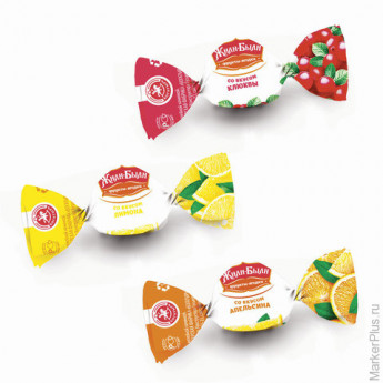 Конфеты-карамель "Фрукты-ягодки", леденцовая, мини, ассорти апельсин/клюква/лимон, 200 г, пакет, ПР6