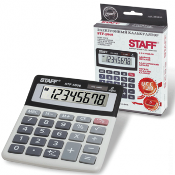 Калькулятор STAFF настольный STF-5808, 8 разрядов, двойное питание, 134х107 мм