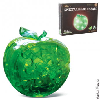 Игрушка развивающая 3D Crystal Puzzle "Яблоко", светильник, L, 45 элементов