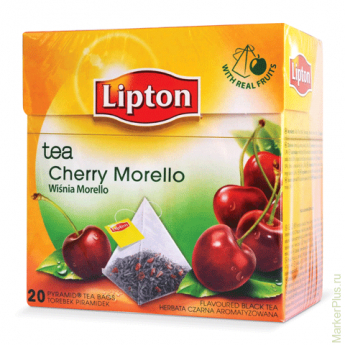 Чай LIPTON (Липтон) "Cherry Morello", черный с вишней, 20 пирамидок по 2 г, 21187918