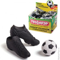 Резинки стирательные ПИФАГОР 'Футбол', набор 3 шт., в упаковке с подвесом, 223608, комплект 3 шт