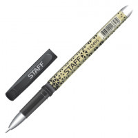 Ручка Пиши-стирай гелевая STAFF, хром. детали, ластик, игольчатый наконечник, 142495, черная, 92
