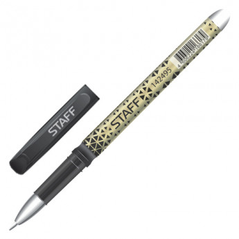 Ручка Пиши-стирай гелевая STAFF, хром. детали, ластик, игольчатый наконечник, 142495, черная, 92