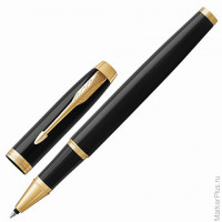 Ручка-роллер PARKER 'IM Core Black Lacquer GT', корпус черный глянцевый лак, позолоченные детали, черная, 1931659