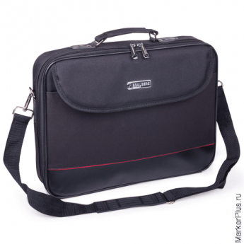 Сумка-портфель BRAUBERG с отделением для ноутбука 13-14', 'Profi', откидная крышка, черная, 37х28х7 см, 240440