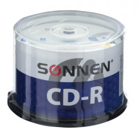 Диски CD-R SONNEN, 700 Mb, 52x, Cake Box, 50 шт., 512570, комплект 50 шт