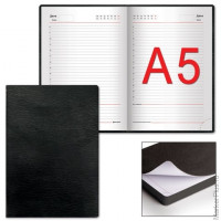 Ежедневник недатированный А5 (138х213 мм) BRAUBERG 'Stylish', кожзам, гибкий, 160 л., черный, 126224