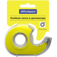 Клейкая лента 19мм*20м, OfficeSpace, прозрачная, в пластиковом диспенсере, европодвес, 9 шт/в уп