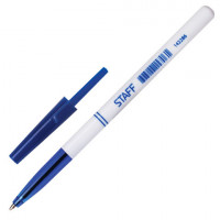 Ручка шариковая STAFF Офисная, корпус белый, пишущий узел 0,7мм, линия письма 0,35мм, синяя, 142286, 50 шт/в уп