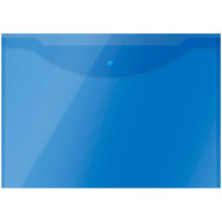Папка-конверт на кнопке OfficeSpace А3, 150мкм, полупрозрачная, синяя, 10 шт/в уп