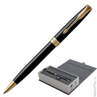 Ручка шариковая PARKER 'Sonnet Core Lacquer Black GT', корпус черный глянцевый лак, позолоченные детали, черная, 1931497