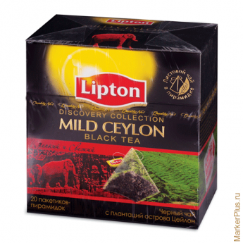Чай LIPTON (Липтон) "Mild Ceylon", черный, 20 пирамидок по 2 г, 20204431