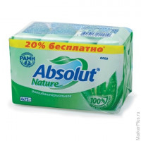 Мыло туалетное антибактериальное 300 г ABSOLUT (Абсолют) КОМПЛЕКТ 4 шт. х 75 г 'Алоэ',без триклозана, 6065, комплект 4 шт