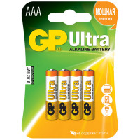 Батарейка GP Ultra AAA (LR03) 24AU алкалиновая BC4, 4 шт/в уп