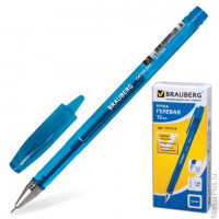 Ручка гелевая BRAUBERG 'Income', корпус тонированный синий, игольчатый пишущий узел 0,5 мм, синяя, 141516