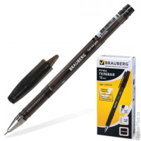 Ручка гелевая BRAUBERG 'Income', корпус тонированный черный, игольчатый пишущий узел 0,5 мм, черная, 141517