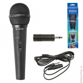 Микрофон DEFENDER MIC-130, проводной, кабель 5 м, черный, 64131
