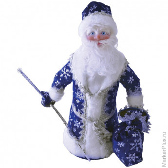 Декоративная кукла "Дед Мороз под елку" 40 см, синий