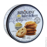 Печенье Датское BISQUINI (Бисквини) "Butter Cookies", ассорти, сдобное, в железной банке, 150 г, 101