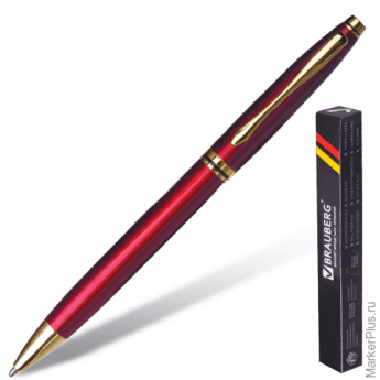 Ручка подарочная шариковая BRAUBERG "De Luxe Red", корпус бордовый, узел 1 мм, линия письма 0,7 мм, синяя, 141413