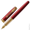 Ручка перьевая PARKER "Sonnet Lacquer GT", корпус красный лак, нержавеющая сталь, позолоченные детали, 1931478, черная