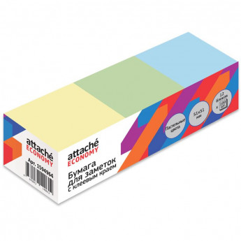Стикеры Attache Economy 51x51 мм, 100 л, цв в асс, 12 бл/уп '1408010