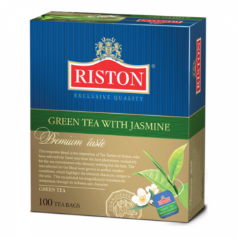 Чай RISTON (Ристон) "Green Tea With Jasmine", зеленый с жасмином, 100 пакетиков по 2 г, RUGRJ100BB/1