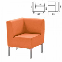 Кресло мягкое угловое "Хост", "М-43", 620х620х780 мм, без подлокотников, экокожа, оранжевое