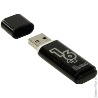 Память Smart Buy 'Glossy' 16GB, USB2.0 Flash Drive, черный