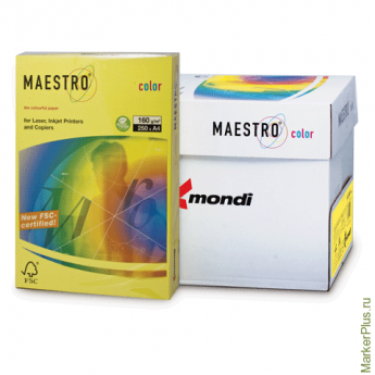 Бумага MAESTRO color А4, 160 г/м2, 250 л., интенсивная канареечно-желтая CY39