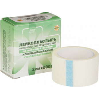 Перевяз. ср-ва Лейкопластырь 2х500см н/тканный в картоне 12 шт/уп, комплект 12 шт